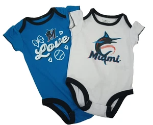 2 Florida Marlins Kleinkind 1 Stück weiß 0-3 M & blau 3-6 M neu ohne Etikett - Bild 1 von 9