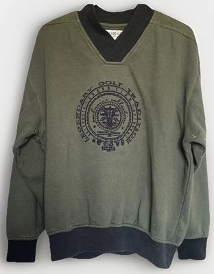 VTG 90s Grand Slam Golf Pullover L Green V-Neck Big Crest Logo Eyelet Vents - Image 1 of 4