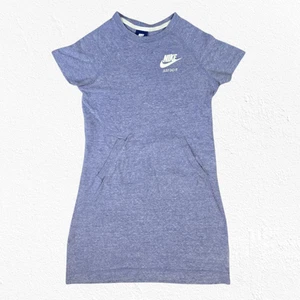 Nike Girls Heather Blue Just Do It Organic Cotton T-Shirt Dress Size Large Youth - Picture 1 of 7