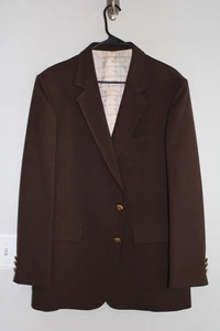 VINTAGE BROWN SEARS ROEBUCK GOLD METAL BUTTON BLAZER JACKET sz 44L sport coat - Picture 1 of 6