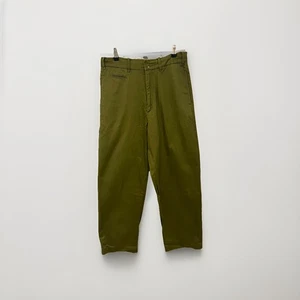 Ines de la Fressange x Uniqlo Womens Olive Green Flat Front Cotton Chino size 29 - Picture 1 of 6