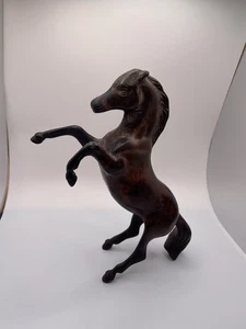 "Estatua de latón macizo caballo criando estatuilla mediados de siglo ecuestre de colección pátina de 8""" - Imagen 1 de 10
