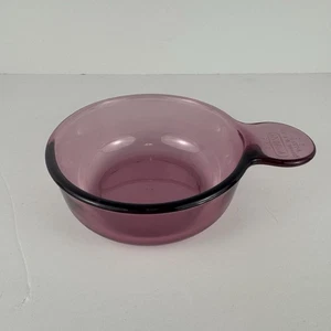 Vintage Corning Vision Cranberry Glass Bowl V-150-B USA 5.5” Skillet Handle - Picture 1 of 10