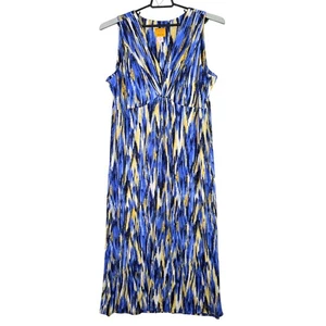 Maxi abito donna Rubino Rd senza maniche blu giallo stampa astratta poliestere XL - Foto 1 di 6