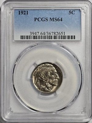 1921-P Buffalo Nickel 5c Coin - PCGS MS64 - Image 1 of 4
