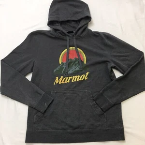 MARMOT Hoodie Mens M Gray Mountain Sunset Long Sleeve Kangaroo Pouch Fleece Line - Picture 1 of 19
