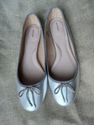 Zapatos planos de ballet Lands' End para mujer talla 10 B plateados metálicos nuevos Foto 1 de 4