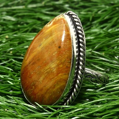 Anillo hecho a mano de plata 925 maciza piedras preciosas naturales piedras de sangre Foto 1 de 3