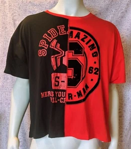 ¡NUEVO CON ETIQUETAS! Camiseta Atlética Marvel Disney Spider-Man Adulto 1X Negra/Roja Calce Suelto Cuadrada - Imagen 1 de 5