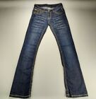 Miss Chic Jeans Women's Sz 7 Blue Distressed Stretch Jeans Brw/Yell Thick Stitch