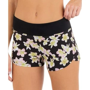 Hurley Womens Plumeria Soft-Waist Boardshorts Black Pink Yellow Floral Print L - Picture 1 of 6