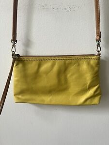 Hobo Yellow Leather Crossbody (Or Wristlet) Convertible Bag Pockets & Card Slots