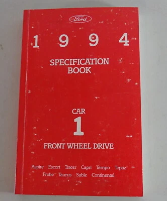 Tablas Ford Aspire, Escort/Lincoln Continental/Mercury Tracer Mj. 1994 - Imagen 1 de 2