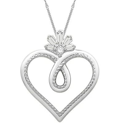 925 Argento Sterling 0.10Ct Brillante Taglio Rotondo Moissanite Cuore Collana - Immagine 1 di 4