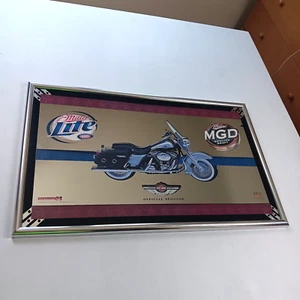 Espejo de cerveza Miller Lite & MGD Harley Davidson 2003 100 aniversario con póster - Imagen 1 de 21