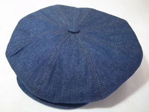 New York Hat Co Denim Stitch Zeitungsjungenmütze Baumwolle blau Gr. XL Made in USA - Bild 1 von 4