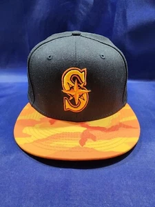 Seattle Mariners New Era Hat Black/Orange 9Fifty Snapback Cap - Picture 1 of 11