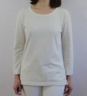 Top Kate Spade New York Blanco Sólido Cerradura Espalda Tejido Manga 3/4 Talla Pequeña Foto 1 de 2