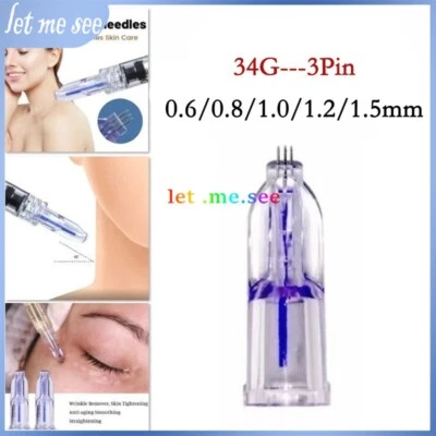 Cristal 3 pines microagujas antienvejecimiento ojos líneas cuello cuidado de la piel 34G punta de 3 agujas Foto 1 de 4