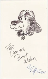 Cartone animato disegno di Bruce Petush fumettista/illustratore firmato cartone card - Foto 1 di 2