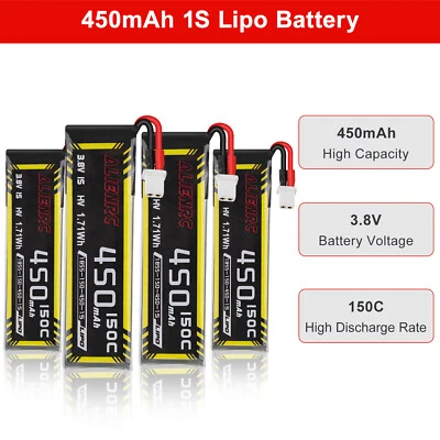 4x 1S 3,8V 450mAh LiPo-Akku (50C/100C) mit BT2.0-Stecker für RC-Auto, Lastwagen  - Bild 1 von 4
