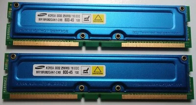 (2) x 256MB SAMSUNG MR18R082GAN1-CK8 RIMM RAMBUS 800-45 - Image 1 of 2