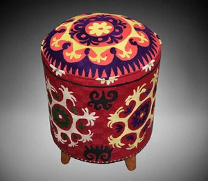 Vintage orient Suzani Hocker Stuhl Sitzhocker Sitzkissen cushion Stool Pouf 23A - Bild 1 von 24