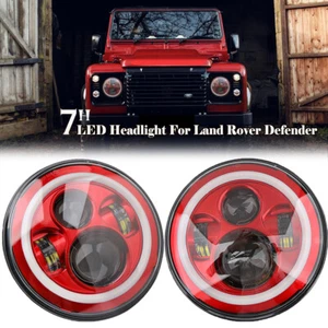 2x 7" Red LED Headlights Round Hi/Lo Beam Lamp For Land Rover Jeep Wrangler JK - Picture 1 of 11