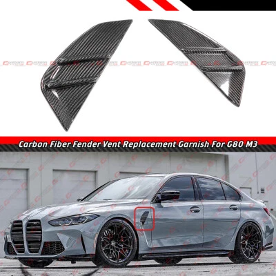 FOR 21-25 BMW G80 M3 CARBON FIBER REPLACEMENT FRONT FENDER SIDE VENT COVER TRIM - Image 1 of 4