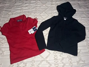 IZOD Girls Size XS Approved School Uniform Red Polo Shirt and Navy Blue Sweater - Picture 1 of 7