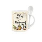 Soup Mug And Spoon Set   Cream Of Mushroom   Ceramic Mug With Spoon In Handle