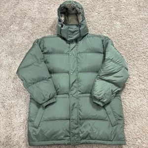 VTG LL Bean Puffer Jacket Goose Down THICK Full Zip Green Hood Parka Sz XL TALL - Picture 1 of 24