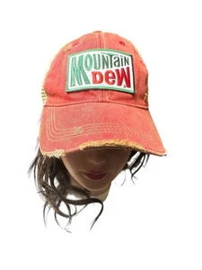 Mütze abgenutzt MOUNTAIN DEW bestickt vorne Patch Logo Mesh Druckknopflasche Kappe Einheitsgröße - Bild 1 von 5