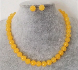 Parure collana orecchini vero topazio giallo naturale con GARANZIA 10 mm NUOVA - Foto 1 di 7