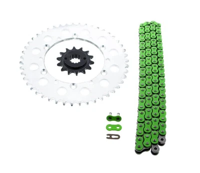 Kawasaki 650 KLX650R 1993-1996 cadena verde y piñón plateado 14/47 110L Foto 1 de 4