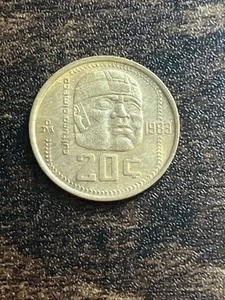 1983 Mexico 20 Centavos Olmeca giant head Actual Coin TB4587* - Picture 1 of 2