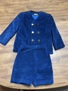 Vintage Saks Fifth Avenue Jungen Cord blau Shorts Anzug Gr. 6 zweireihiger Mantel - Bild 1 von 9