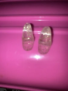 Vtg Barbie Mattel REPRO Shoes Enchanted EveClear Glitter Opens Toe Kitten Heels - Picture 1 of 2