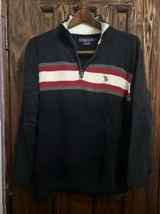 U.S. Polo Association Men's 1/4 Zip Navy Sweater / Sz: Medium - Picture 1 of 5