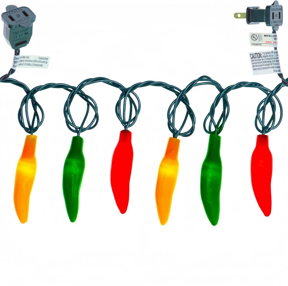 35 LED Red, Green, Yellow Chili Pepper String Lights, 18 Ft, UL Listed - Image 1 of 4