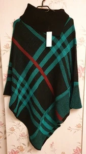 WOMEN'S CAPE KNITTED PONCHO SHAWL, ONE SIZE - Picture 1 of 4