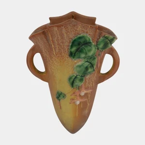 Roseville Fuchsia Brown 1938 Vintage Art Pottery Ceramic Wall Pocket 1282-8 - Picture 1 of 6