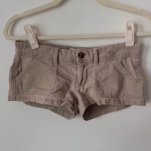 Y2K Hollister SoCal Stretch Low Rise Micro Short Womens 0 Khaki Beige Surf Mall - Picture 1 of 7