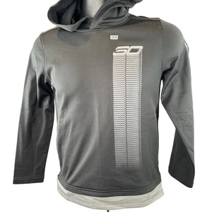 NEW Under Armour Stephen Curry 30 Warm Up Hoodie Graphic Print Black Boys M - Picture 1 of 9