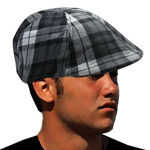 Classique Plaid Super Gatsby Chauffeur de Taxi Chapeau Rugissant Vingtaine Coton - Picture 1 of 7