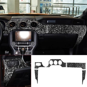 5×Forged Carbon Fiber Center Console Dashboard Panel Trim For Ford Mustang 2015+ - Picture 1 of 9