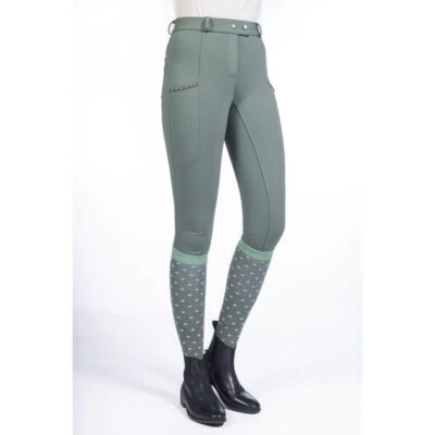 HKM Monaco Winter Full Seat Silicone Riding Breeches - Moss Green or Dark Blue - Image 1 of 4
