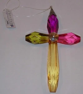 Hanging Rainbow Cross,Red,Purple,Green,Yellow,Ganz Crystal Expressions - Picture 1 of 2