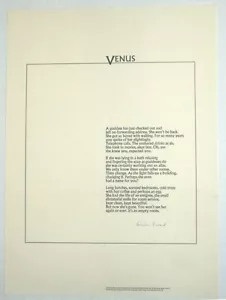 1972 BROADSIDE: VENUS - SIGNED by GAVIN EWART - POETRY - Picture 1 of 2