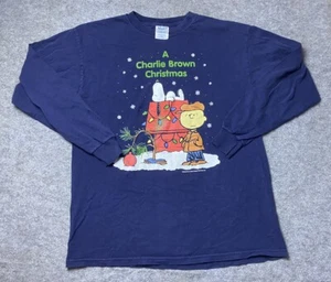 Vintage Peanuts Shirt Mens Large Blue Long Sleeve A Charlie Brown Christmas Tee - Picture 1 of 7
